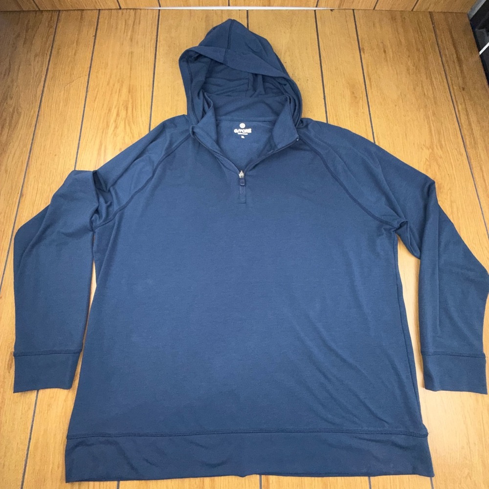 G/FORE Luxe Hoodie Mens XL Quarter Zip Lightweight Hooded Pullover Blue Midlayer